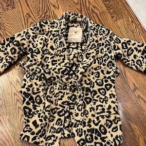 OAS Kids Leopard Print Bathrobe in Black and Cream